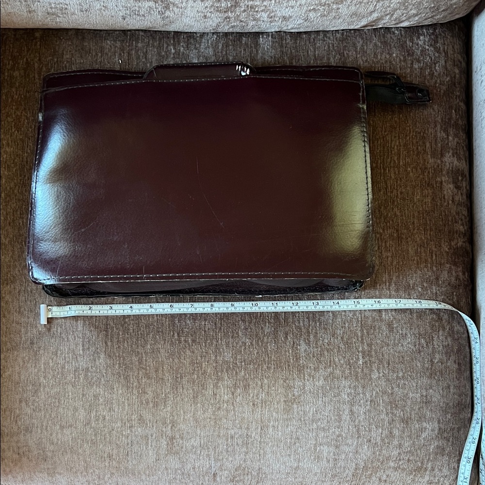 Sophisticated Dark Brown/Burgandy Leather Briefcase  Vintage  Unisex - Picture 10 of 12
